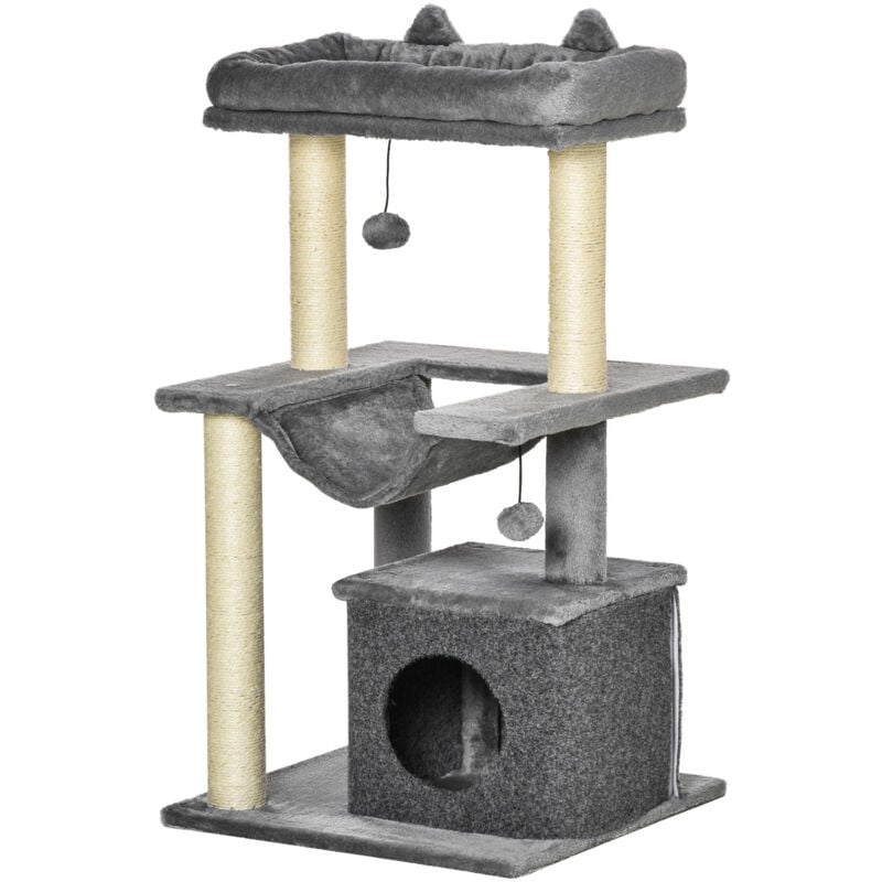 foto del prodotto albero per gatti con tiragraffi in corda sisal pawhut