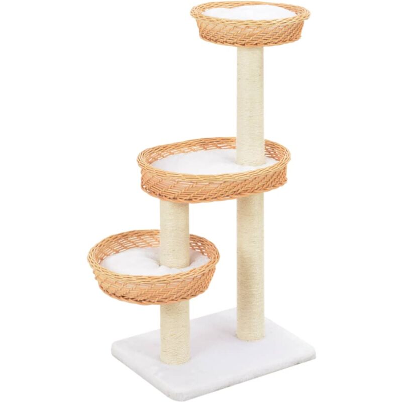foto del prodotto albero per gatti con tiragraffi in legno di salice naturale vidaxl