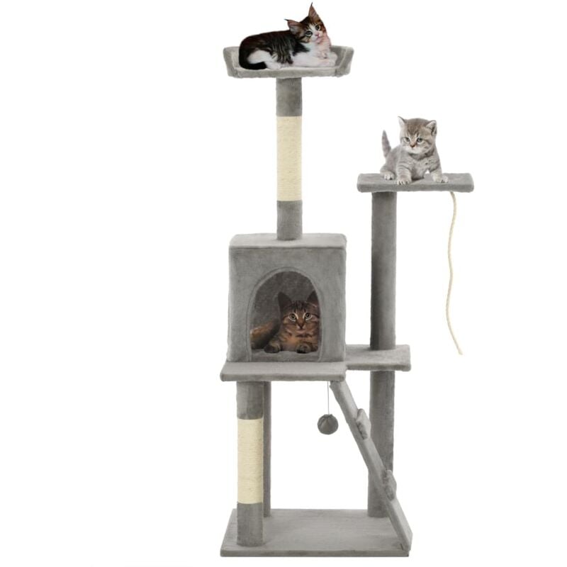 foto del prodotto albero per gatti con tiragraffi in sisal 120 cm grigio vidaxl