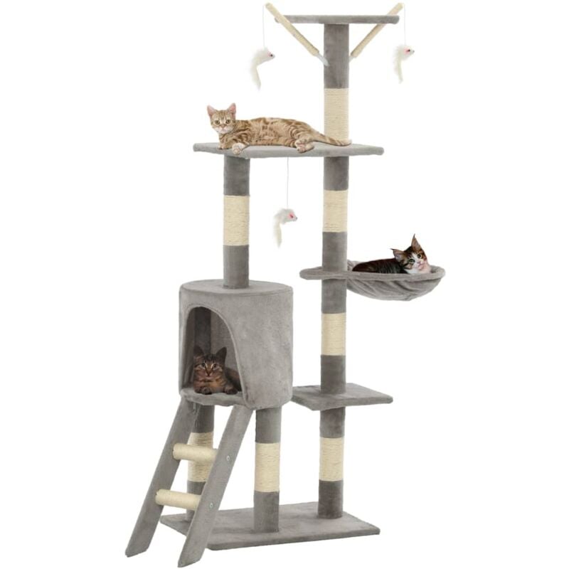 foto del prodotto albero per gatti con tiragraffi in sisal 138 cm grigio vidaxl