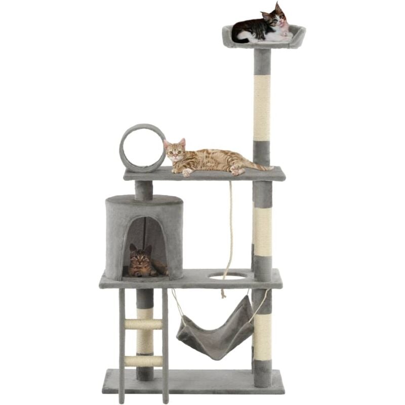 foto del prodotto albero per gatti con tiragraffi in sisal 140 cm grigio vidaxl