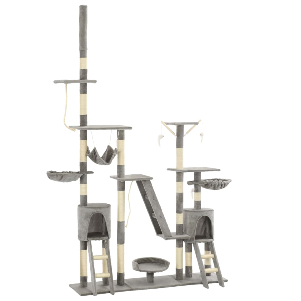 foto del prodotto albero per gatti con tiragraffi in sisal 230 250 cm grigio