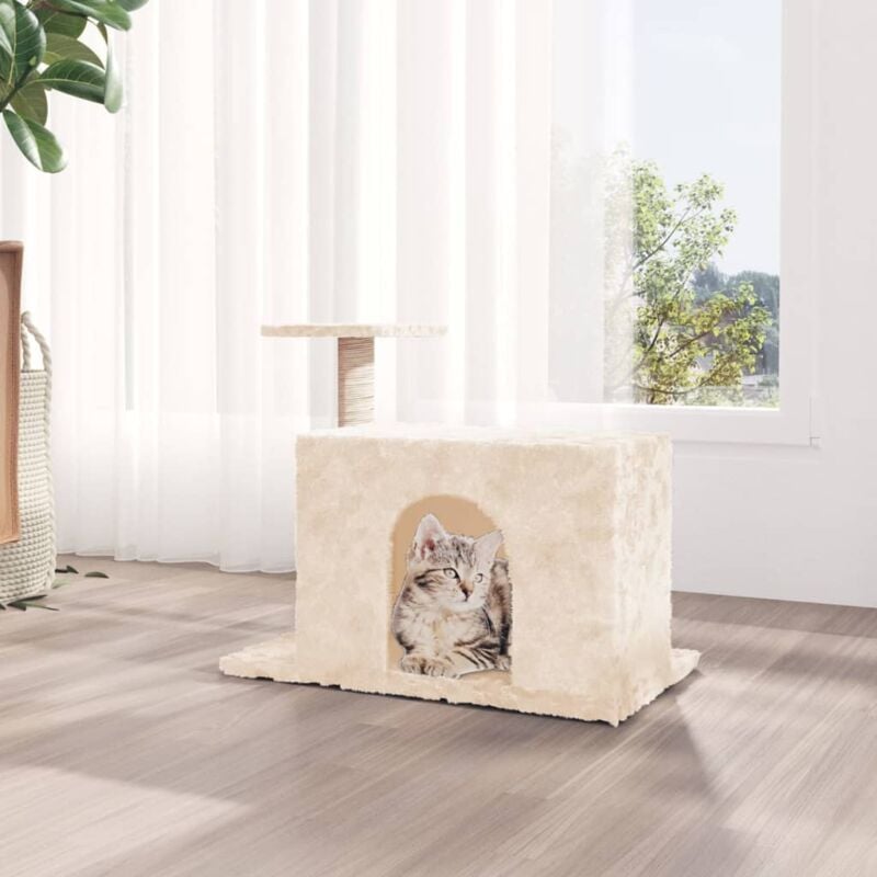 foto del prodotto albero per gatti con tiragraffi in sisal altezza 51 cm vari colori colore crema