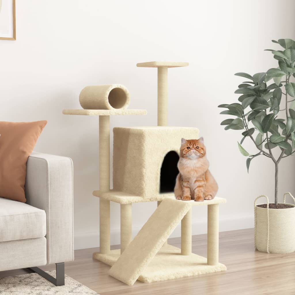 foto del prodotto albero per gatti con tiragraffi in sisal crema 110,5 cmcod mxl 83961