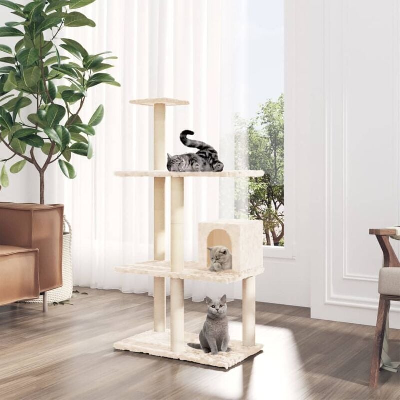 foto del prodotto albero per gatti con tiragraffi in sisal crema 119 cm vidaxl