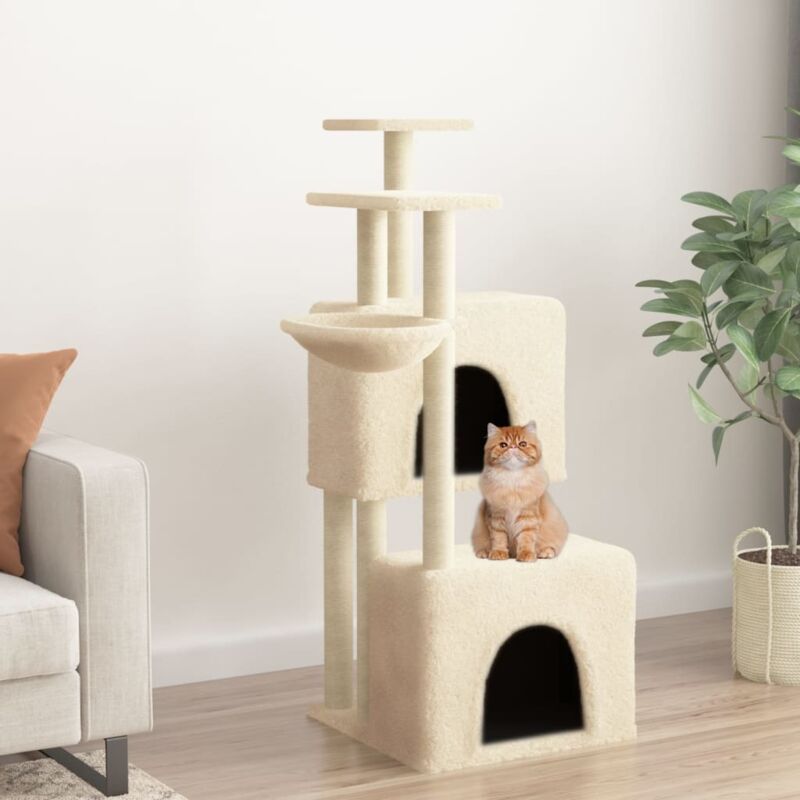 foto del prodotto albero per gatti con tiragraffi in sisal crema 122 cm vidaxl