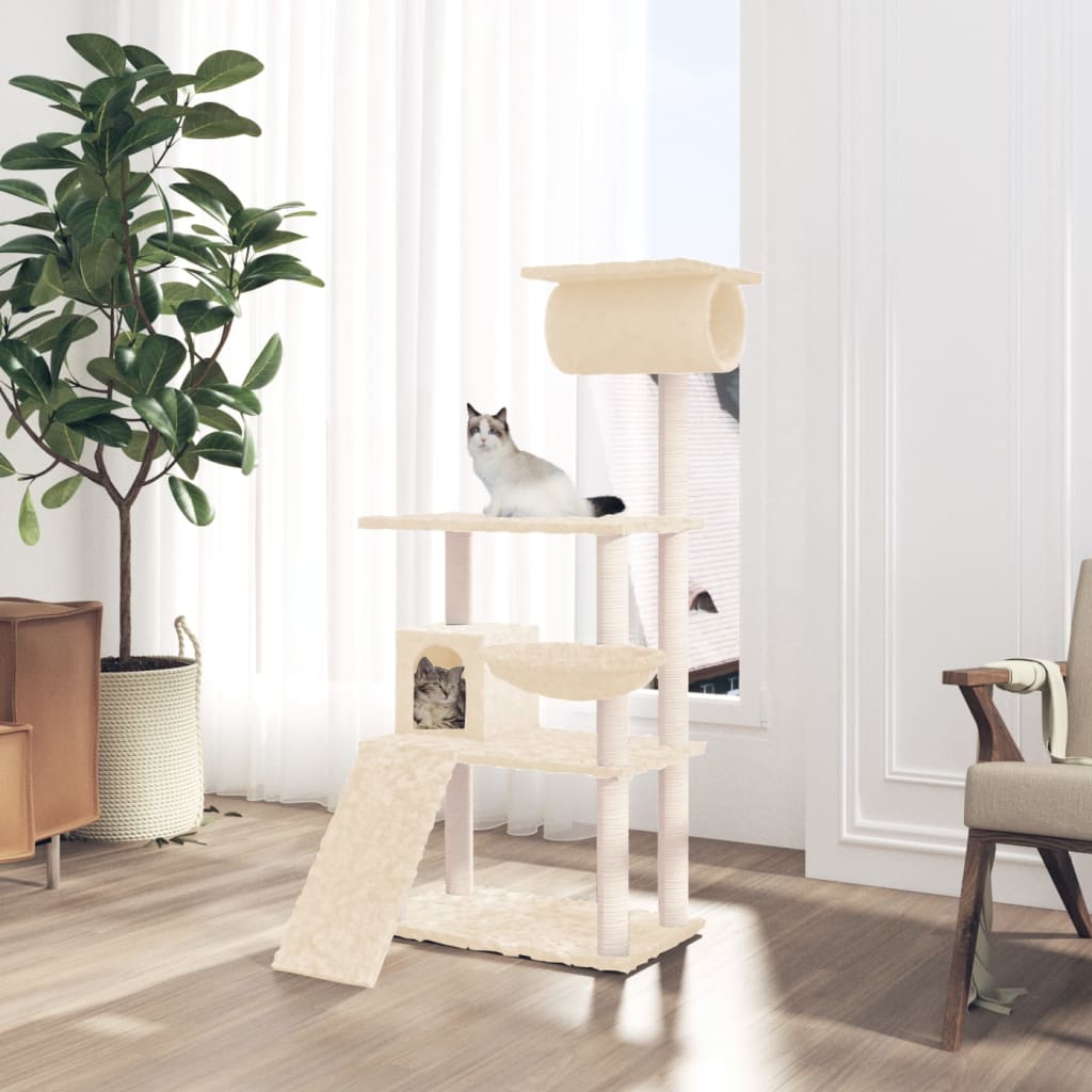 foto del prodotto albero per gatti con tiragraffi in sisal crema 131 cm cod mxl 12795