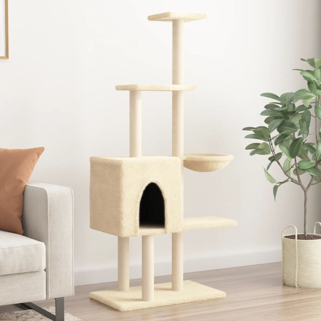 foto del prodotto albero per gatti con tiragraffi in sisal crema 145 cmcod mxl 85569