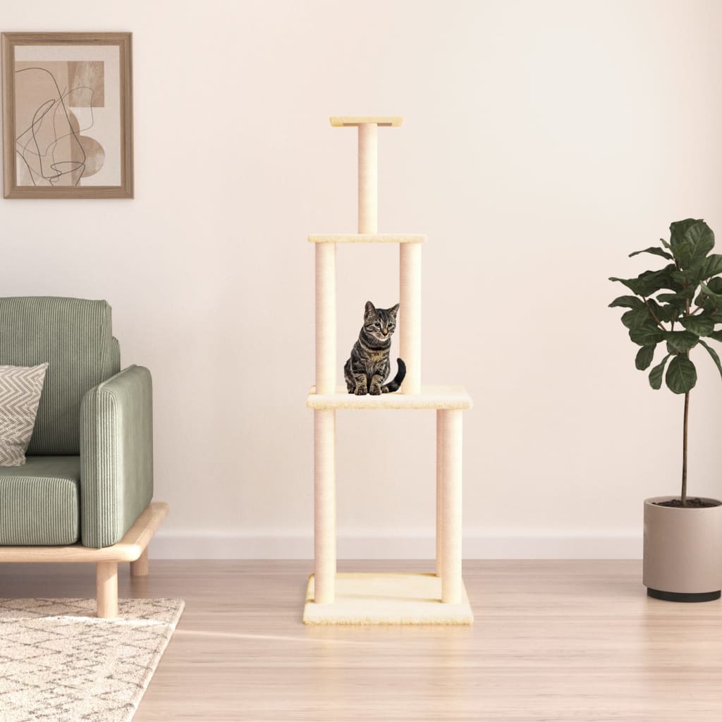 foto del prodotto albero per gatti con tiragraffi in sisal crema 149 cm