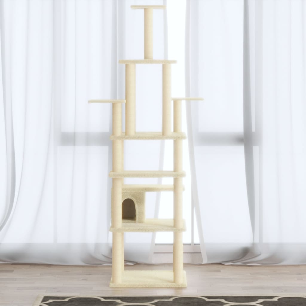 foto del prodotto albero per gatti con tiragraffi in sisal crema 183 cm cod mxl 9359