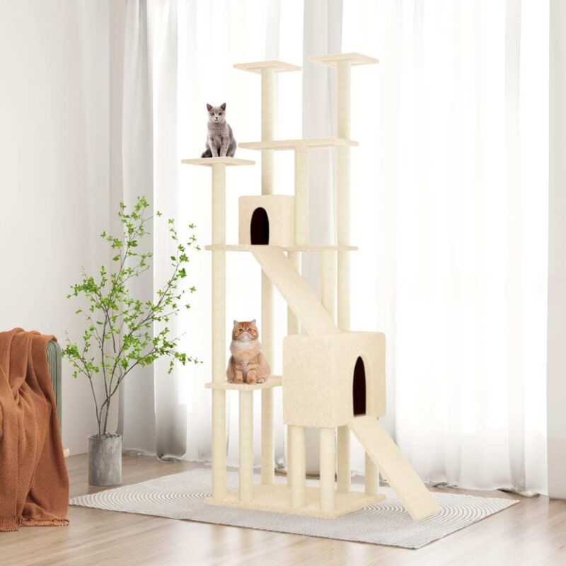 foto del prodotto albero per gatti con tiragraffi in sisal crema 190 cm vidaxl