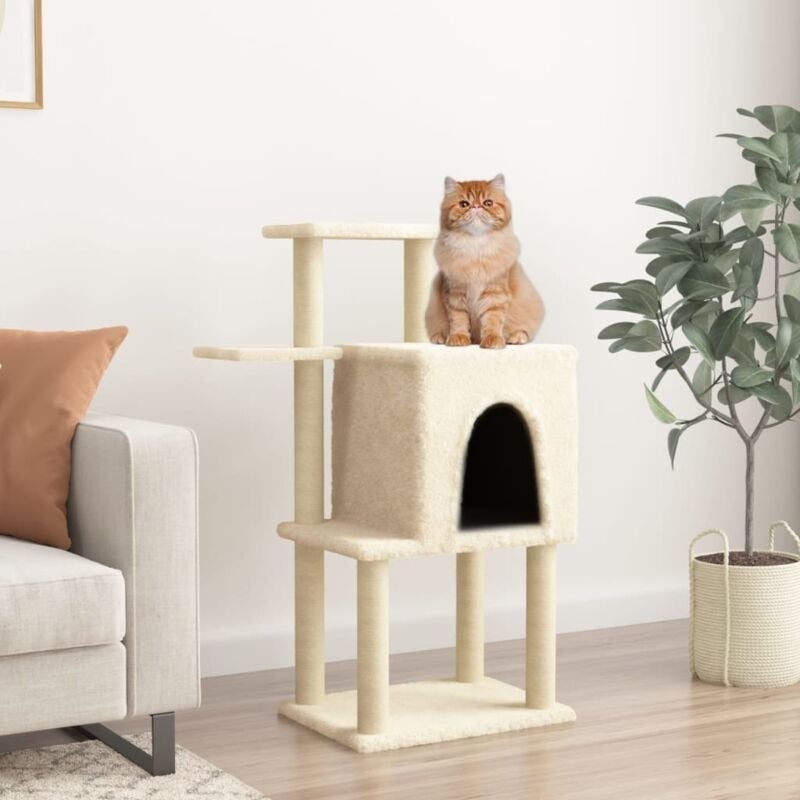 foto del prodotto albero per gatti con tiragraffi in sisal crema 97 cm - vidaxl