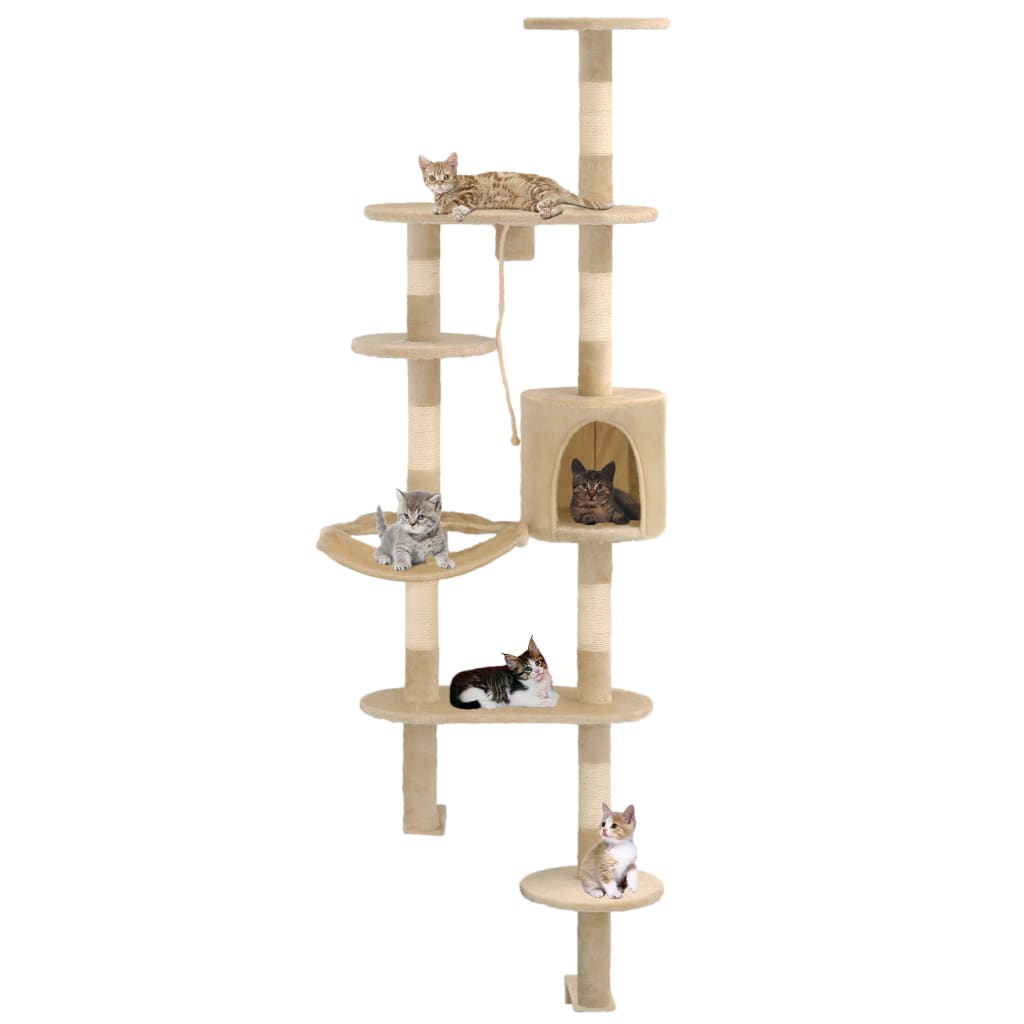 foto del prodotto albero per gatti con tiragraffi in sisal da parete 194 cm beigecod mxl 103957