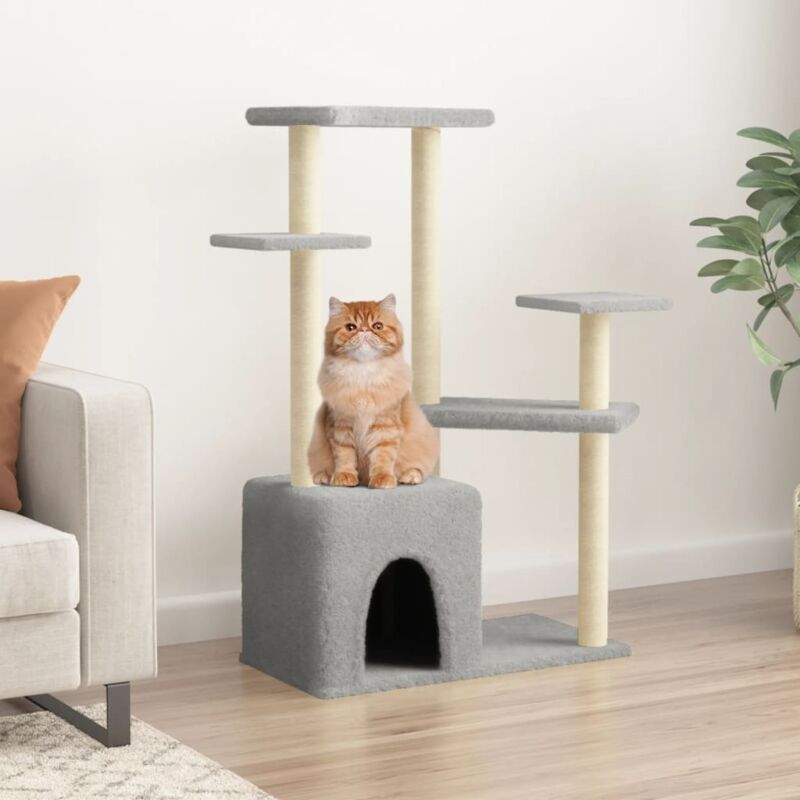 foto del prodotto albero per gatti con tiragraffi in sisal grigio chiaro 107,5 cm vidaxl
