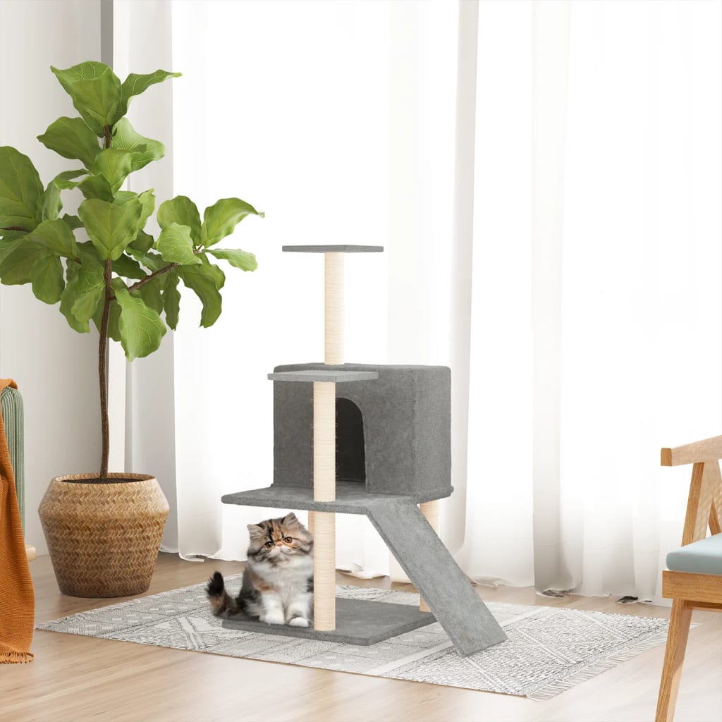 foto del prodotto albero per gatti con tiragraffi in sisal grigio chiaro 109 cm vidaxl