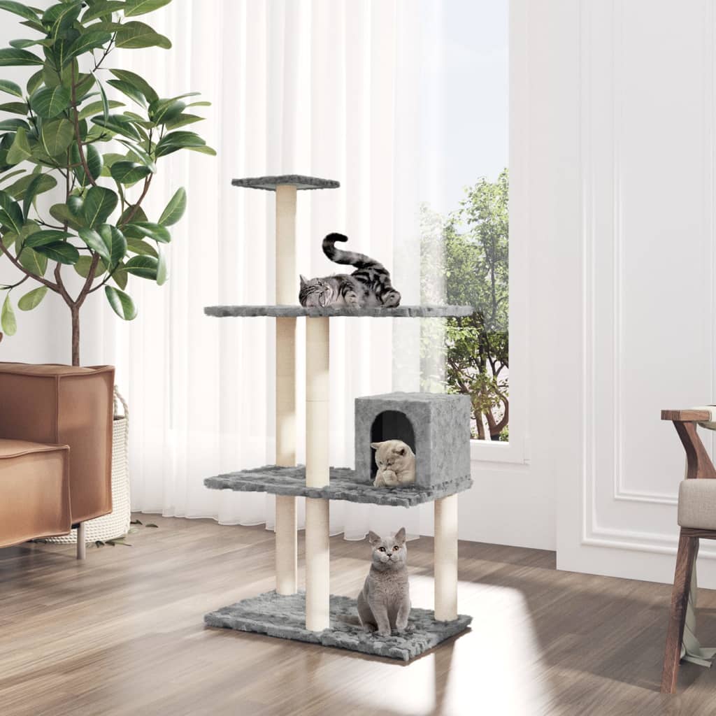 foto del prodotto albero per gatti con tiragraffi in sisal grigio chiaro 119 cm cod mxl 53577