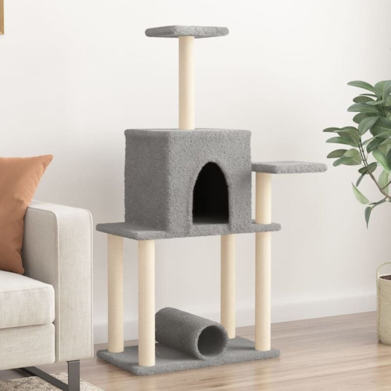 foto del prodotto albero per gatti con tiragraffi in sisal grigio chiaro 122 cm vidaxl