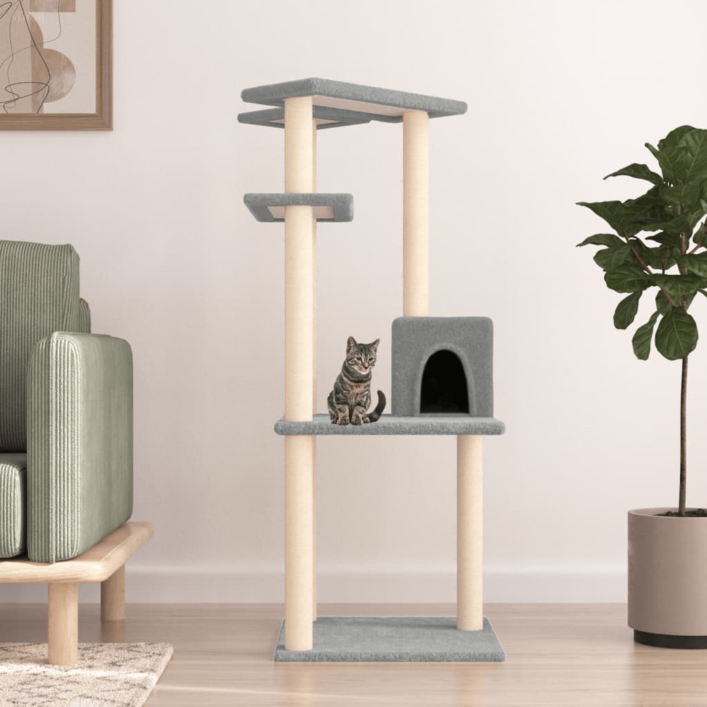 foto del prodotto albero per gatti con tiragraffi in sisal grigio chiaro 123 cmcod mxl 95222
