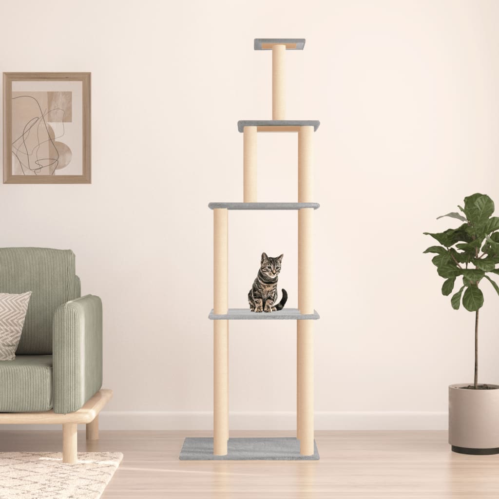 foto del prodotto albero per gatti con tiragraffi in sisal grigio chiaro 183 cmcod mxl 71167
