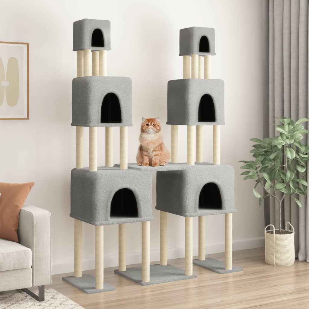 foto del prodotto albero per gatti con tiragraffi in sisal grigio chiaro 199 cmcod mxl 70953