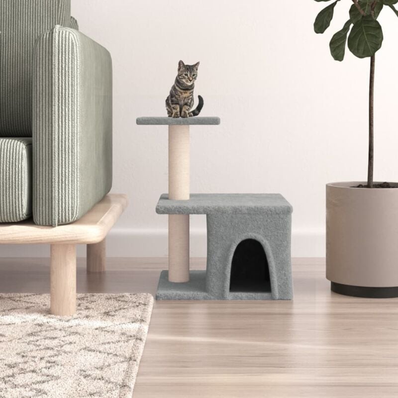 foto del prodotto albero per gatti con tiragraffi in sisal grigio chiaro 48 cm
