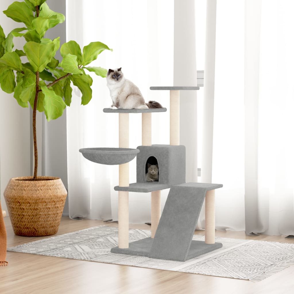 foto del prodotto albero per gatti con tiragraffi in sisal grigio chiaro 94 cm