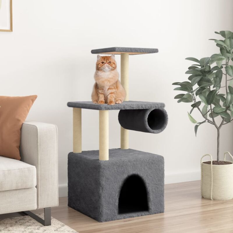 foto del prodotto albero per gatti con tiragraffi in sisal grigio scuro 109,5 cm vidaxl