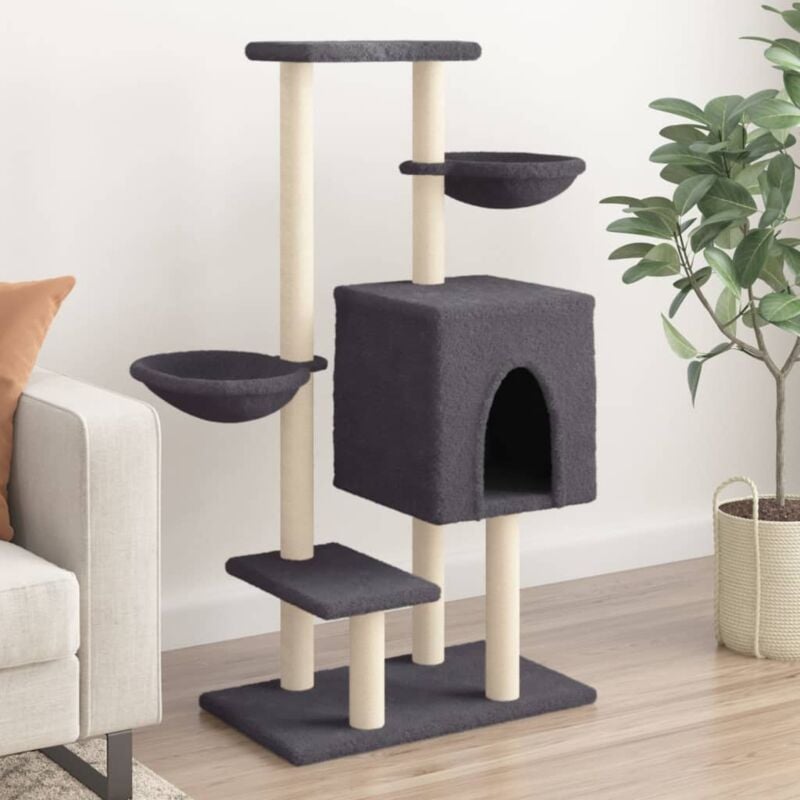 foto del prodotto albero per gatti con tiragraffi in sisal grigio scuro 117 cm vidaxl 981509
