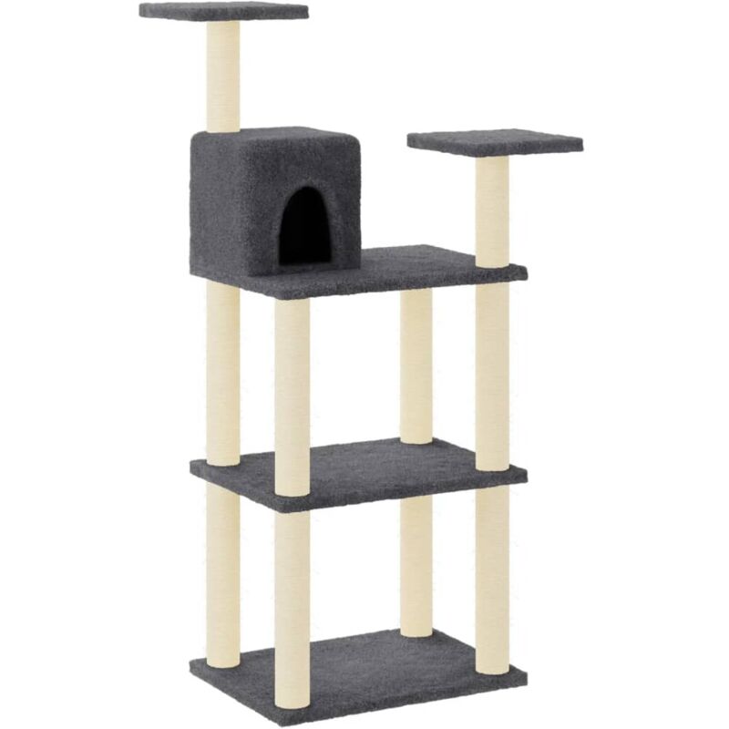 foto del prodotto albero per gatti con tiragraffi in sisal grigio scuro 118,5 cm - vidaxl