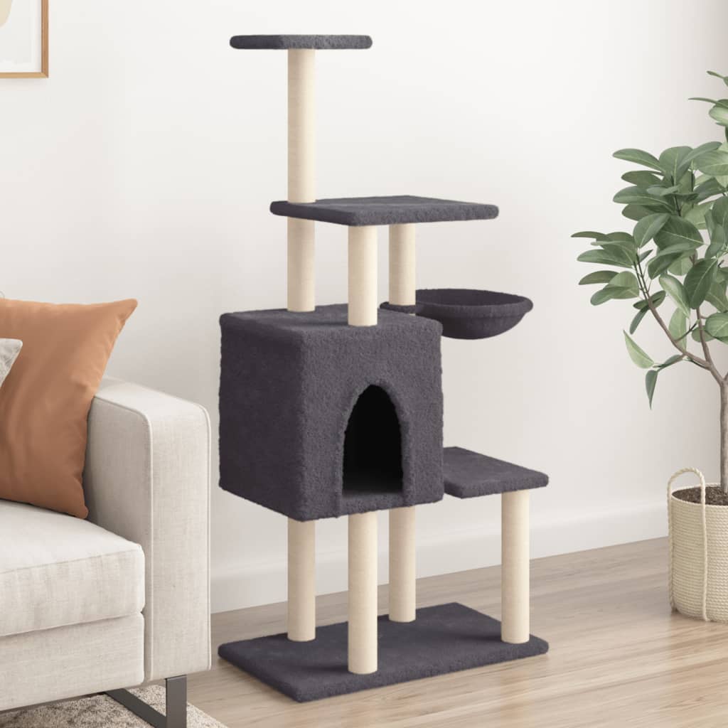 foto del prodotto albero per gatti con tiragraffi in sisal grigio scuro 131 cmcod mxl 134382