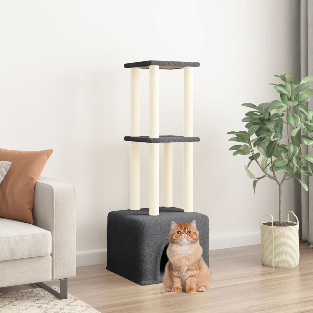 foto del prodotto albero per gatti con tiragraffi in sisal grigio scuro 133,5 cmcod mxl 118919