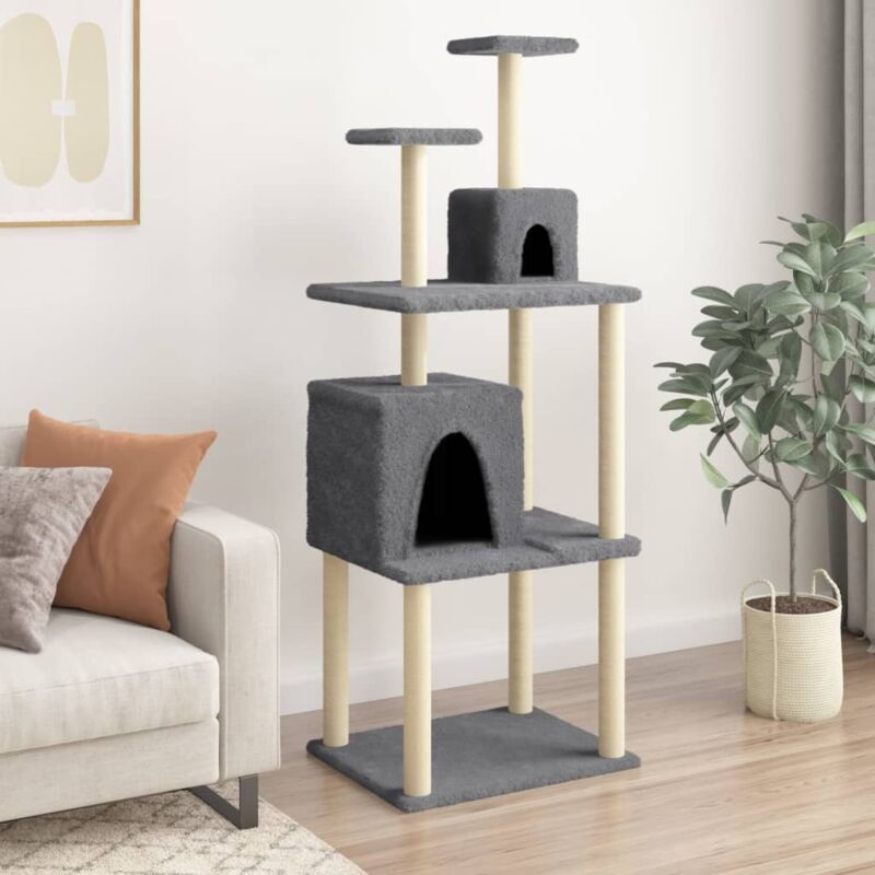 foto del prodotto albero per gatti con tiragraffi in sisal grigio scuro 167 cm vidaxl 802061