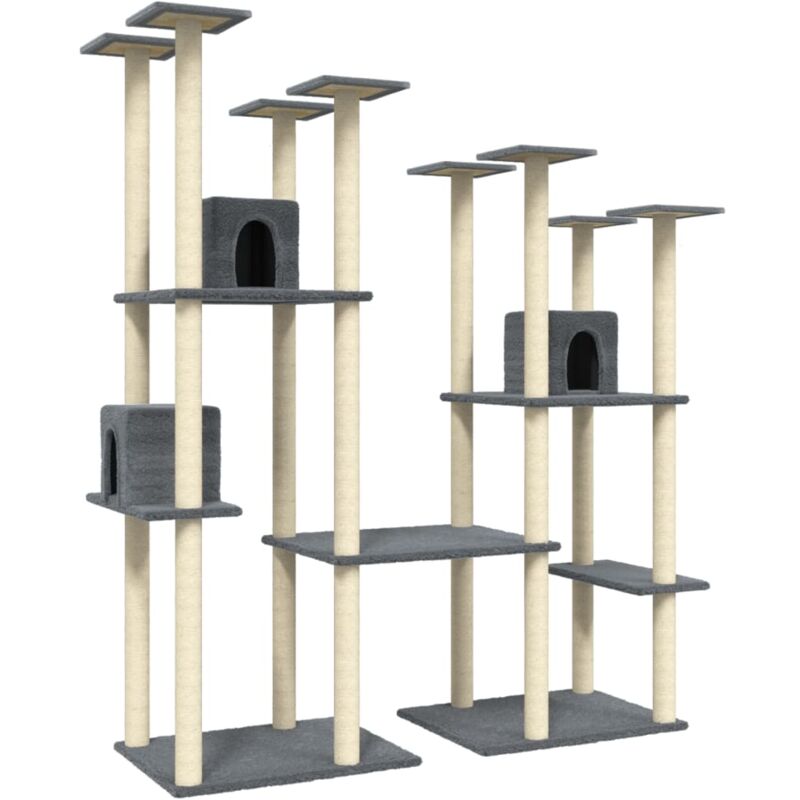 foto del prodotto albero per gatti con tiragraffi in sisal grigio scuro 174 cm vidaxl