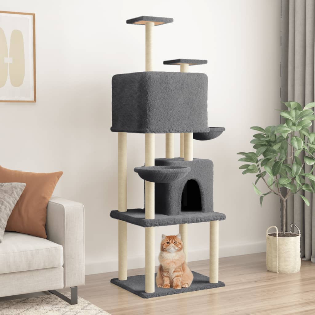 foto del prodotto albero per gatti con tiragraffi in sisal grigio scuro 180 cmcod mxl 127051