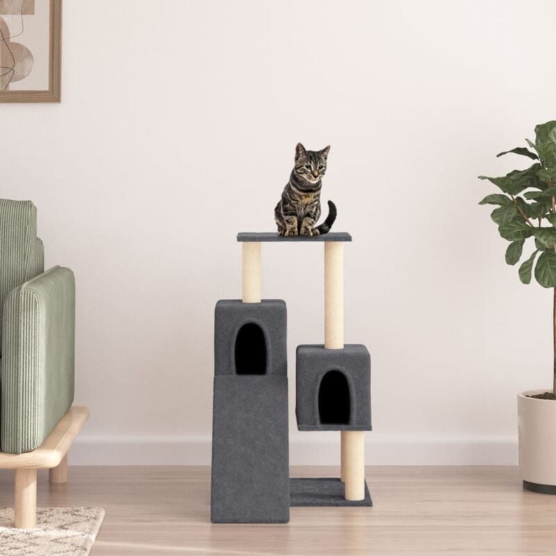 foto del prodotto albero per gatti con tiragraffi in sisal grigio scuro 82 cm vidaxl