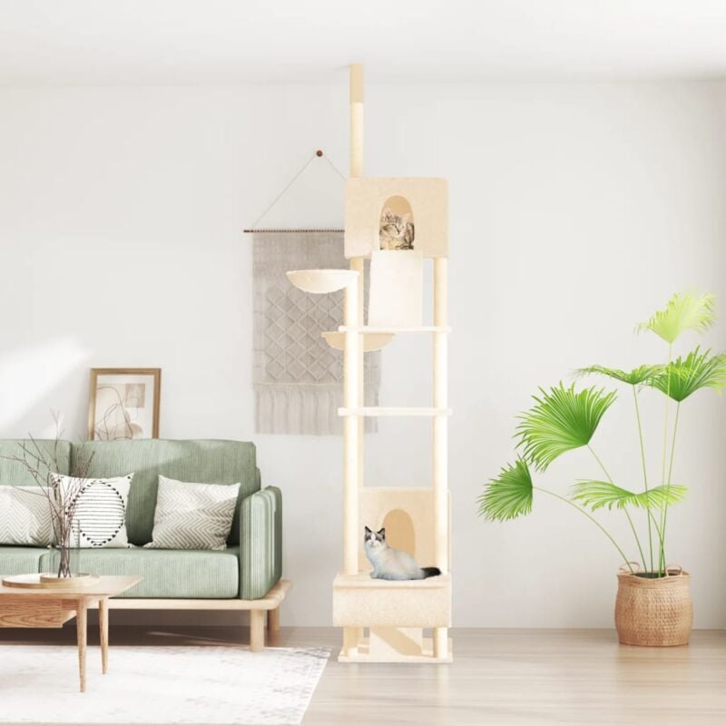 foto del prodotto albero per gatti da pavimento a soffitto crema 277 303 cm vidaxl