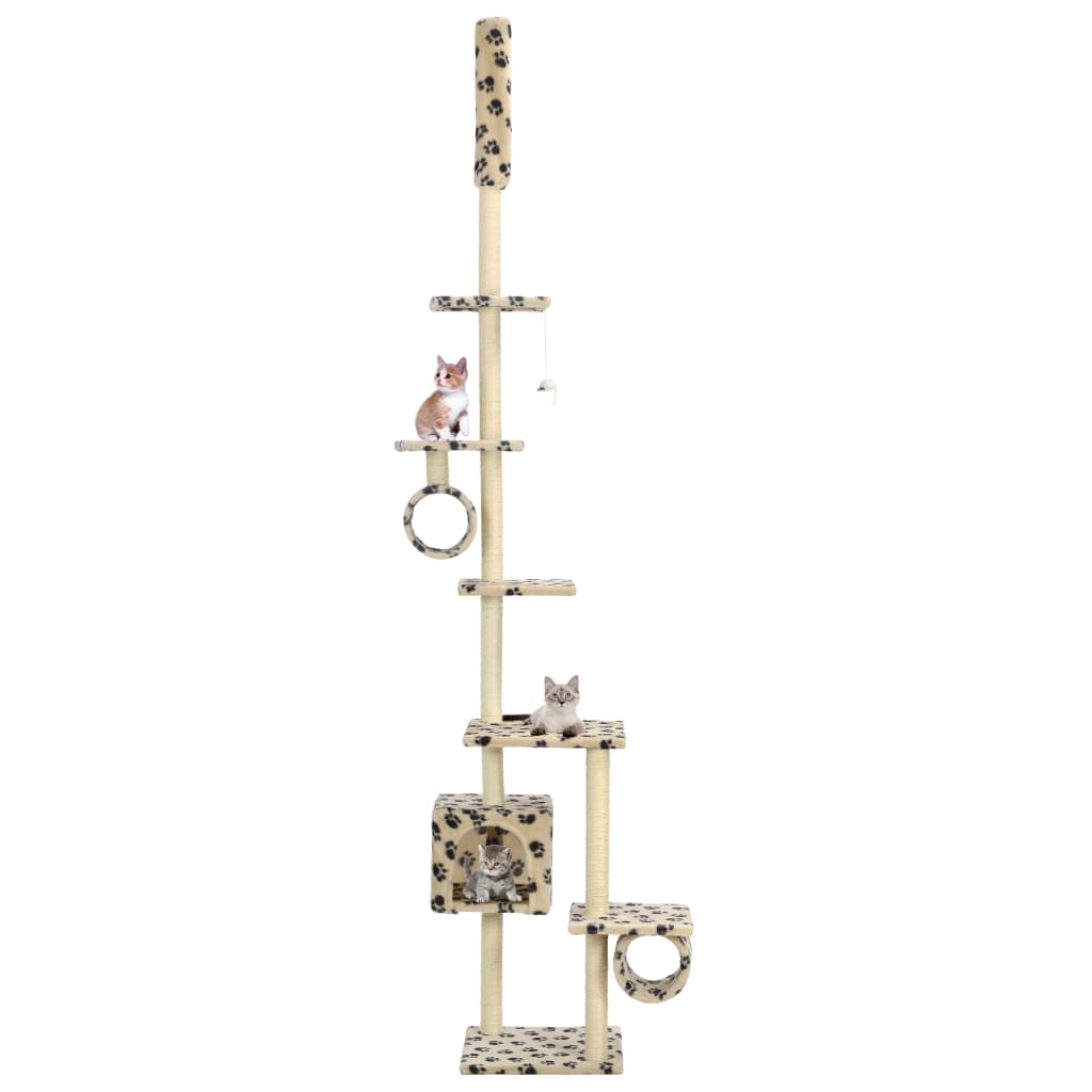 foto del prodotto albero per gatti e tiragraffi sisal 260 cm zampe stampate beige cod mxl 20683
