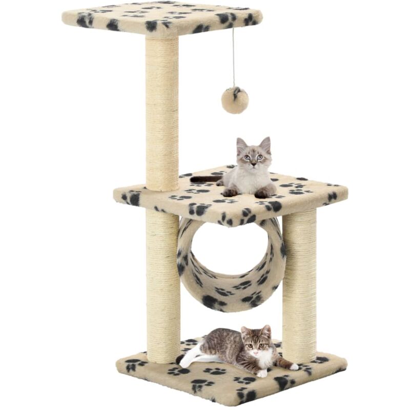 foto del prodotto albero per gatti e tiragraffi sisal 65 cm zampe stampate beige vidaxl
