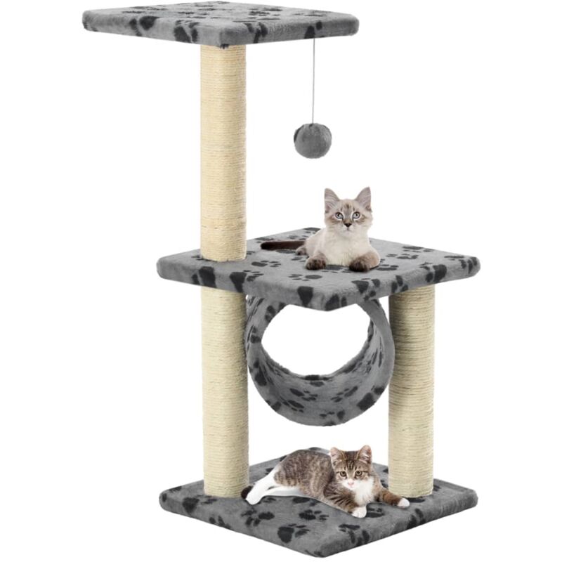 foto del prodotto albero per gatti e tiragraffi sisal 65 cm zampe stampate grigio vidaxl