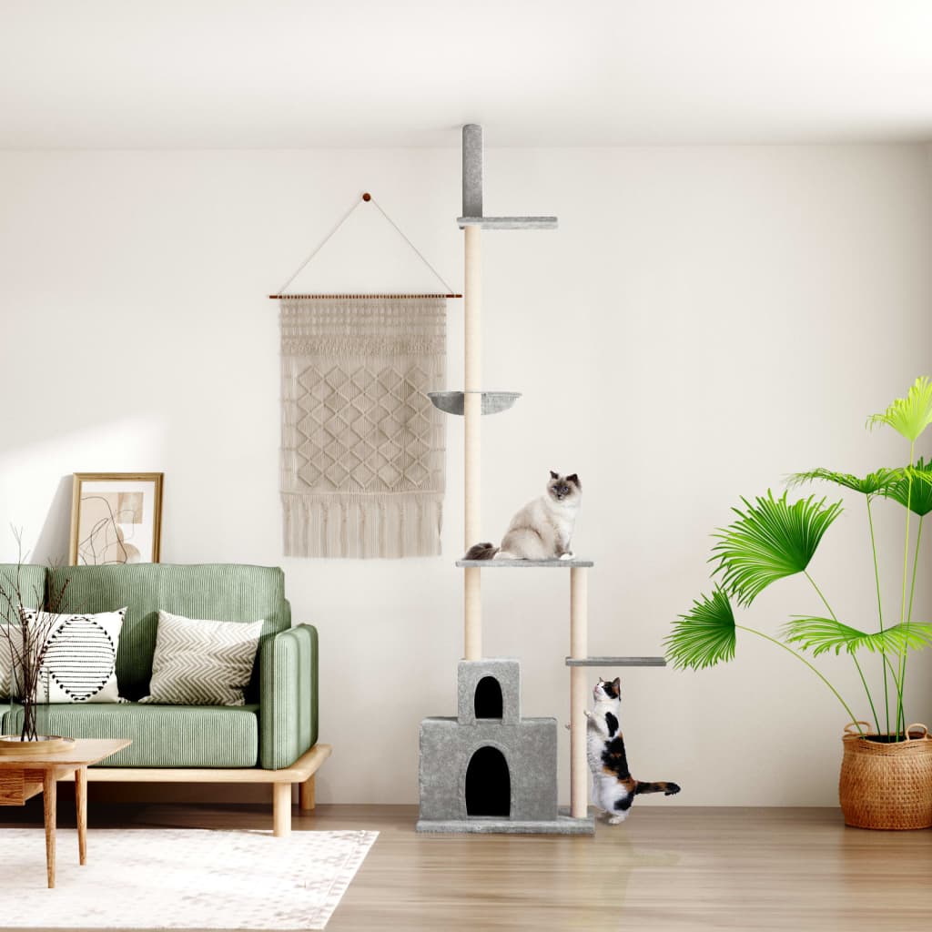 foto del prodotto albero per gatti pavimento soffitto grigio chiaro 250,5 276,5cm cod mxl 68669