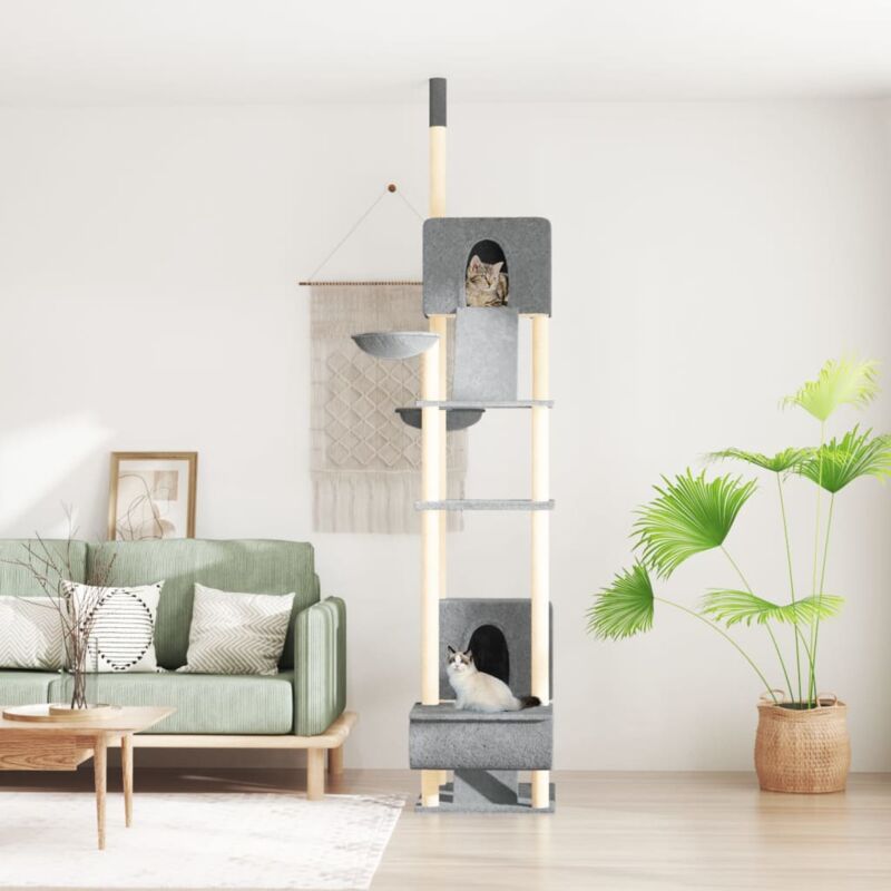 foto del prodotto albero per gatti pavimento soffitto grigio chiaro 277 303 cm vidaxl 897581
