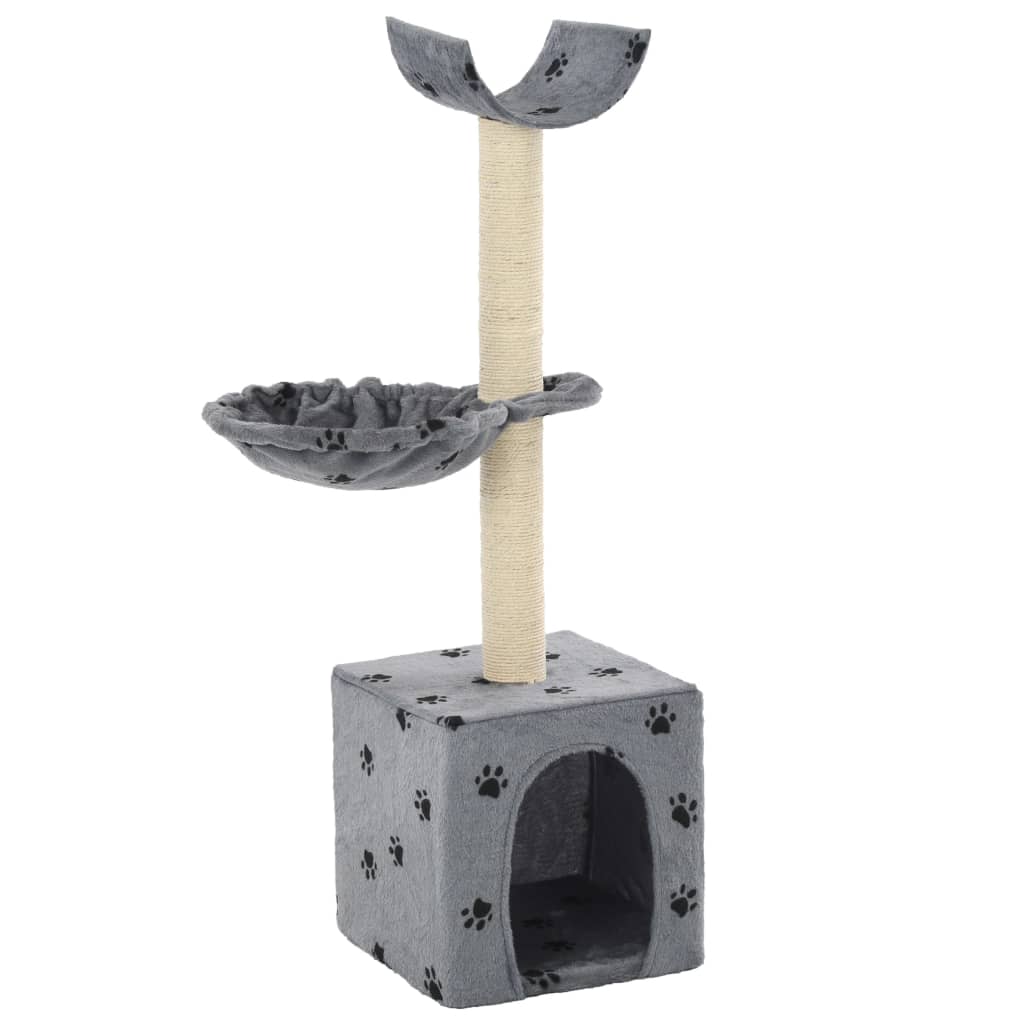 foto del prodotto albero per gatti tiragraffi sisal 105 cm zampe stampate grigio cod mxl 15205
