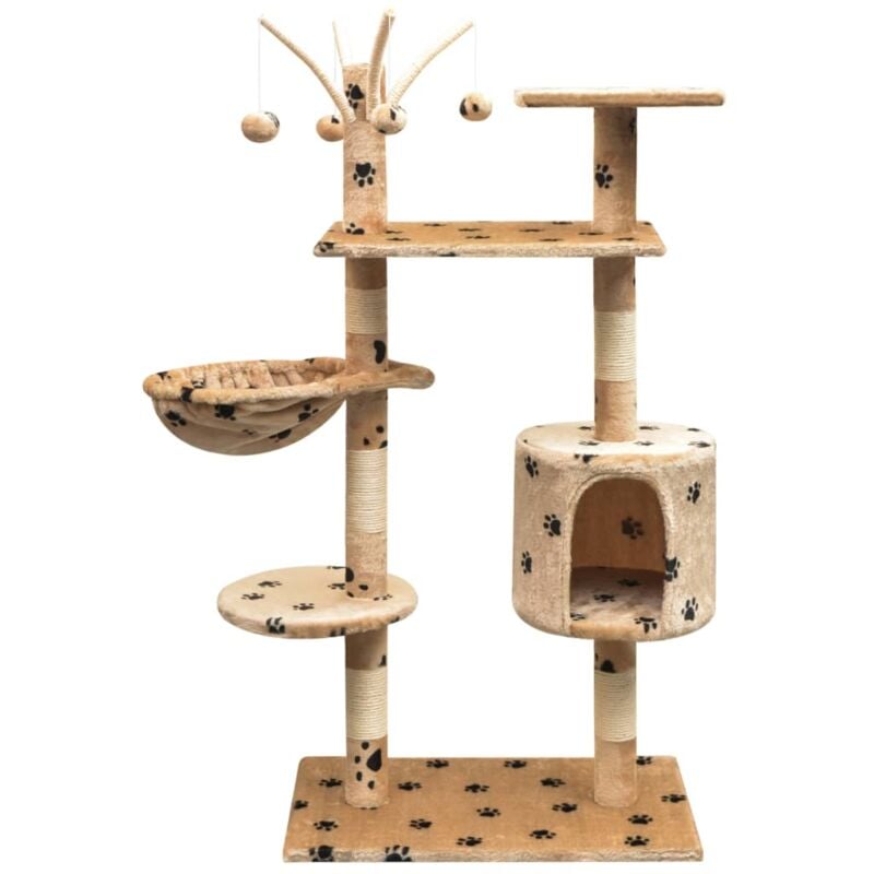 foto del prodotto albero per gatti tiragraffi sisal 125 cm zampe stampate beige vidaxl