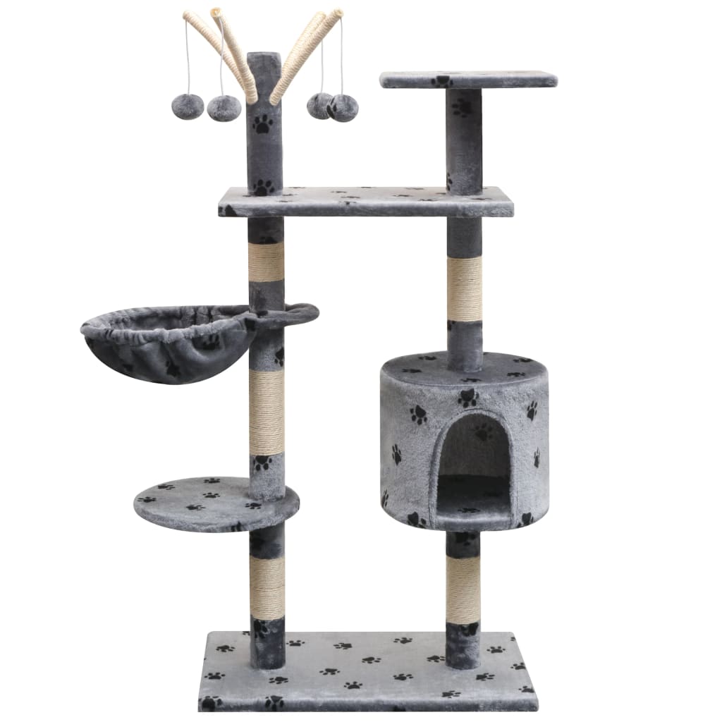 foto del prodotto albero per gatti tiragraffi sisal 125 cm zampe stampate grigio