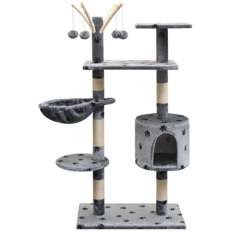 foto del prodotto albero per gatti tiragraffi sisal 125 cm zampe stampate grigio vidaxl