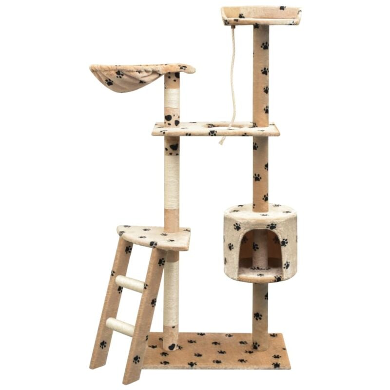 foto del prodotto albero per gatti tiragraffi sisal 150 cm zampe stampate beige vidaxl