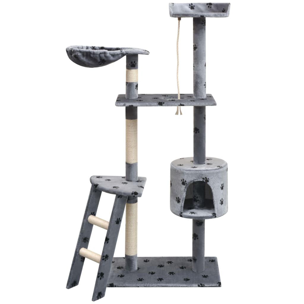 foto del prodotto albero per gatti tiragraffi sisal 150 cm zampe stampate grigio