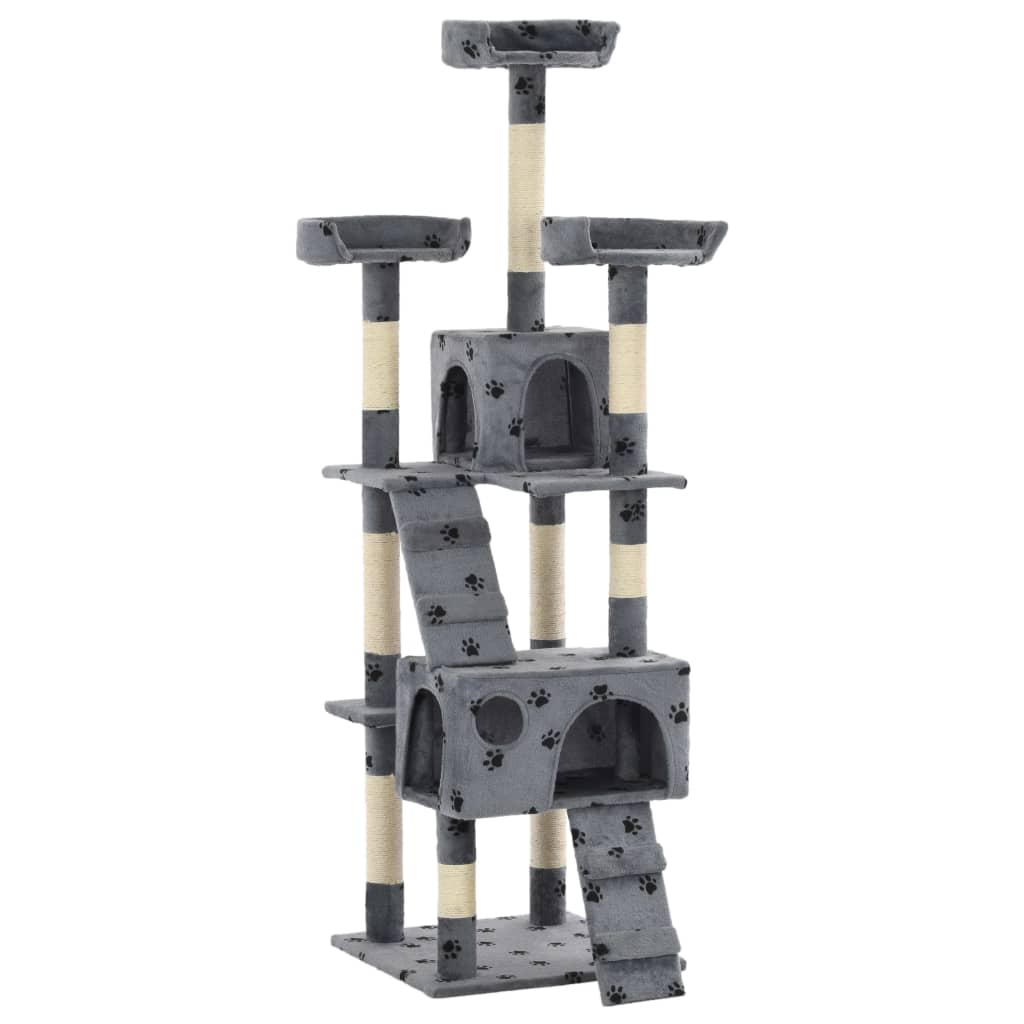 foto del prodotto albero per gatti tiragraffi sisal 170 cm zampe stampate grigio cod mxl 5527