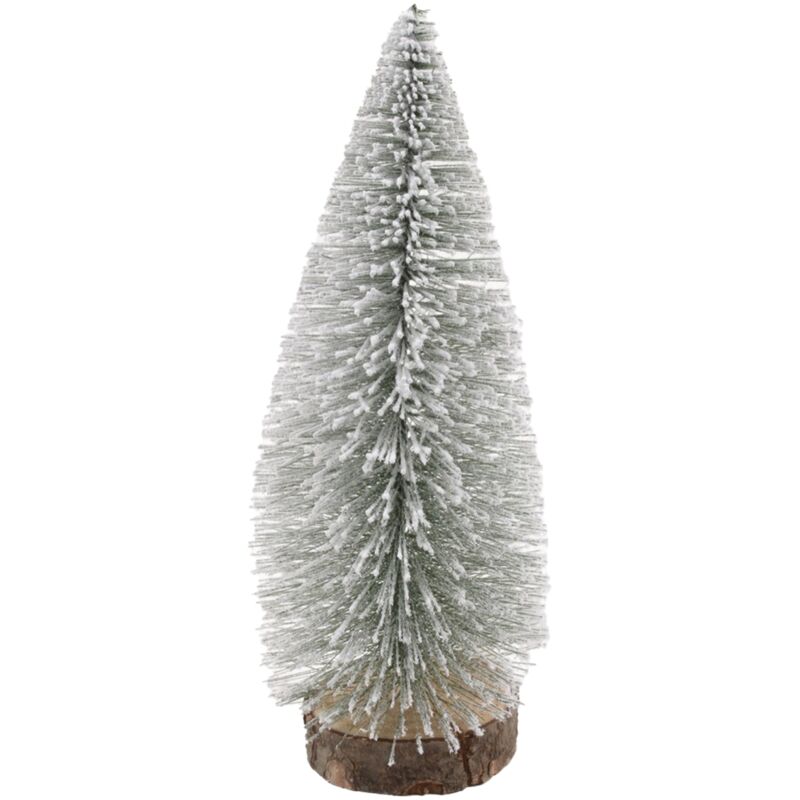 foto del prodotto albero su tronchetto alberello natalizio pino innevato natalizio in pvc 17 cm