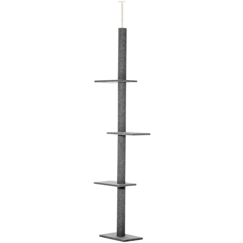 immagine 0 del prodotto albero tiragraffi a 4 livelli altezza regolabile 228 260cm grigio pawhut